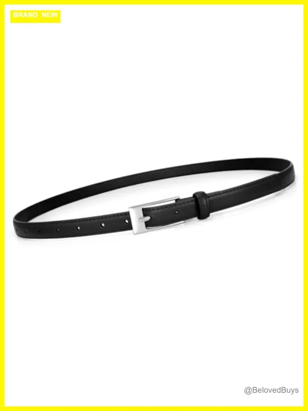 Women's Skinny Faux Leather Belt with Silver Buckle for Jeans Pants Dresses